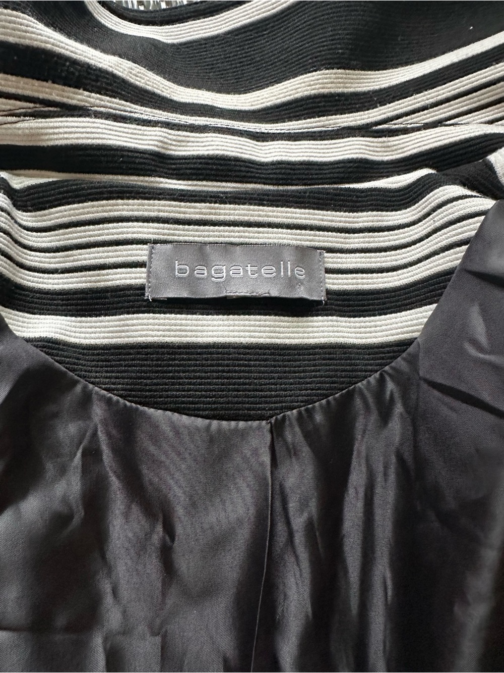 Bagatelle Moto Jacket Black White Striped Asymmetrical Zip Knit Blazer S - Picture 6 of 12